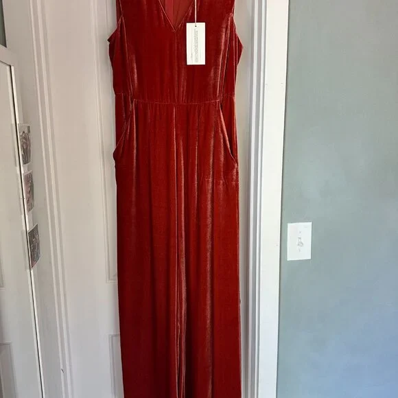 TOAST Silk Velvet Wide Leg Jumpsuit in Ballerina, size UK 10